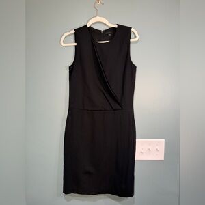 Theory Black Midi Dress with drape accent, Sz 4